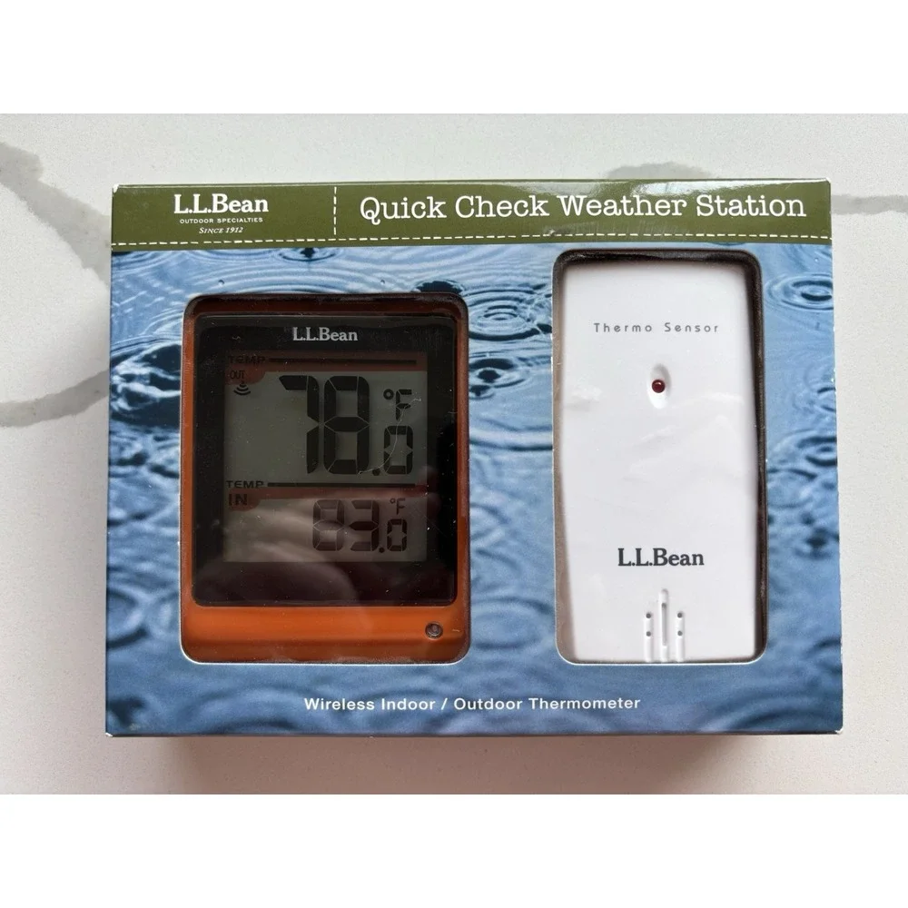 LL Bean Quick Check Weather Station Wireless Indoor/Outdoor 0HRD3 NIB Orange